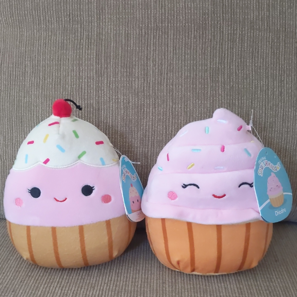 Squishmallows Cupcake Plush Duo - Pink and White